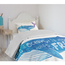 Watercolor Abstract Words Bedspread Set