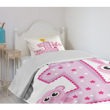 Girls Birthday Bunnies Bedspread Set