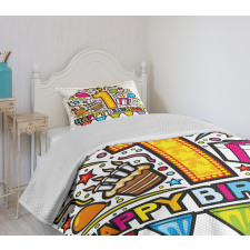 Pop Art Style Party Bedspread Set