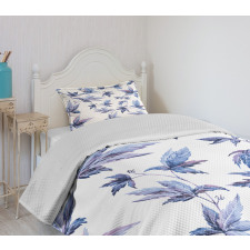 Watercolored Tree Leaves Bedspread Set