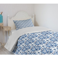 Indigo Victorian Design Bedspread Set