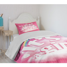 Its a Girl Words Bedspread Set