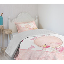 Girls Baby Teddy Bear Bedspread Set