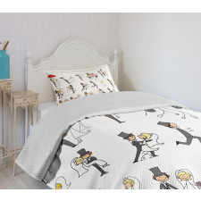 Cartoon Couple Funny Bedspread Set