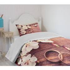 Flowers Rings Wooden Bedspread Set