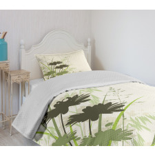 Flowers Leaves Dragonfly Bedspread Set