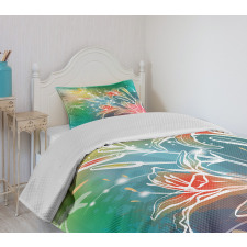 Digital Lilacs Dragonfly Bedspread Set