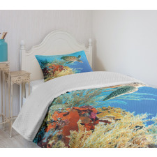 Exotic Turtle Coral Bedspread Set