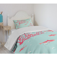 Fishes Coral Reef Aquatic Bedspread Set