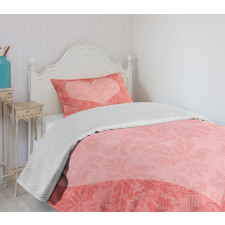 Pink Heart Damask Bedspread Set