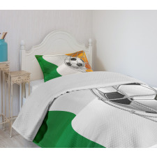 Soccer Ball in Net Goal Bedspread Set