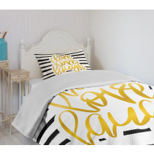 Stripes Text Bedspread Set