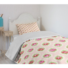 Rose Damask Old Bedspread Set