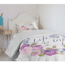 Life is Trip Words Bedspread Set