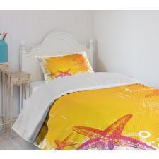 Exotic Flowers Seastars Bedspread Set