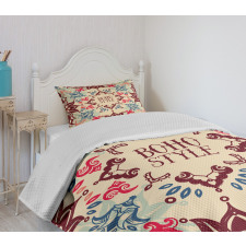 Ornate Floral Ethnic Bedspread Set