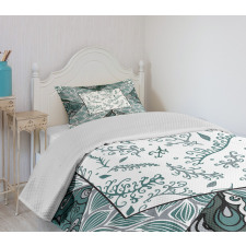 Leaves Chevron Flower Mix Bedspread Set