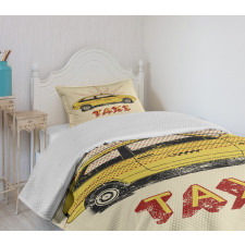 Pop Art Taxi Cab Vintage Bedspread Set