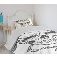 Skull Hip Hop Style Sketch Bedspread Set