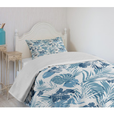 Hawaiian Flowers Palm Tree Bedspread Set