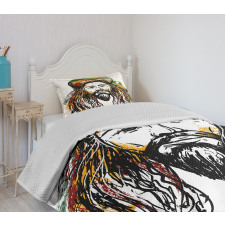 Rasta Man Sketch Portrait Bedspread Set