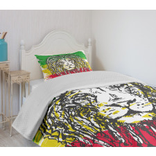 Hair Style Lion Portrait Bedspread Set