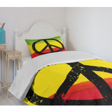 Grunge Hippie Peace Sign Bedspread Set