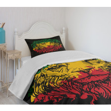 Grunge Lion Head Portrait Bedspread Set