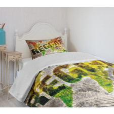 World Map Reggae Words Bedspread Set