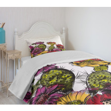 Potted Plant Blossom Bedspread Set