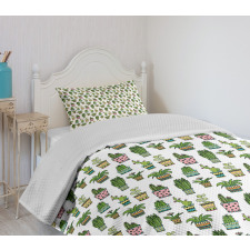 Succulent Doodle Pots Bedspread Set