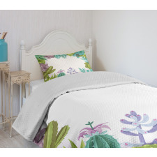 Succulents Plants Frame Bedspread Set