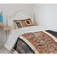 Old House Door Brickwork Bedspread Set