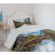 Snowy Norway Mountains Bedspread Set