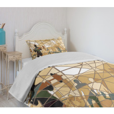 Mosaic People in Gym Bedspread Set