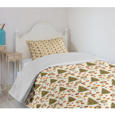 Poinsettia Flowers Bedspread Set