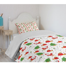 Xmas Tree Santa Claus Bedspread Set