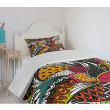 Colorful Ornate Leaves Bedspread Set