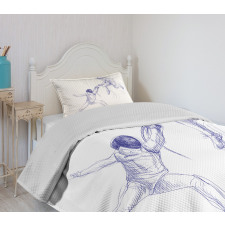 Fencing Duel Sketchy Bedspread Set