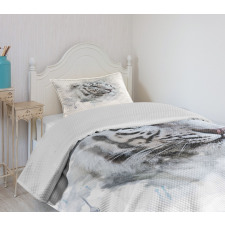 White Tiger Portrait Bedspread Set