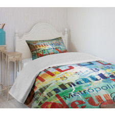 Grunge Words Culture Bedspread Set