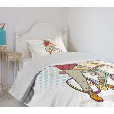 Hipster Goat on Bicycle Bedspread Set