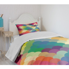 Colorful Retro Scales Bedspread Set