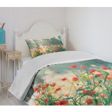 Wild Red Poppy Field Bedspread Set