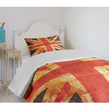 Union Jack Motif Grunge Bedspread Set