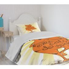 Peaceful Cat with Phrase Bedspread Set