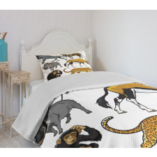 Cartoon Wild Animals Africa Bedspread Set