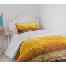 Empty Tabletop and Wheat Bedspread Set