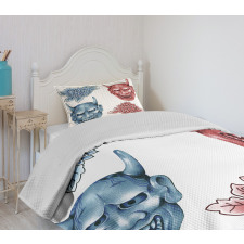 Colored Japan Masks Bedspread Set