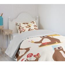 Funny Sluggard Animal Bedspread Set